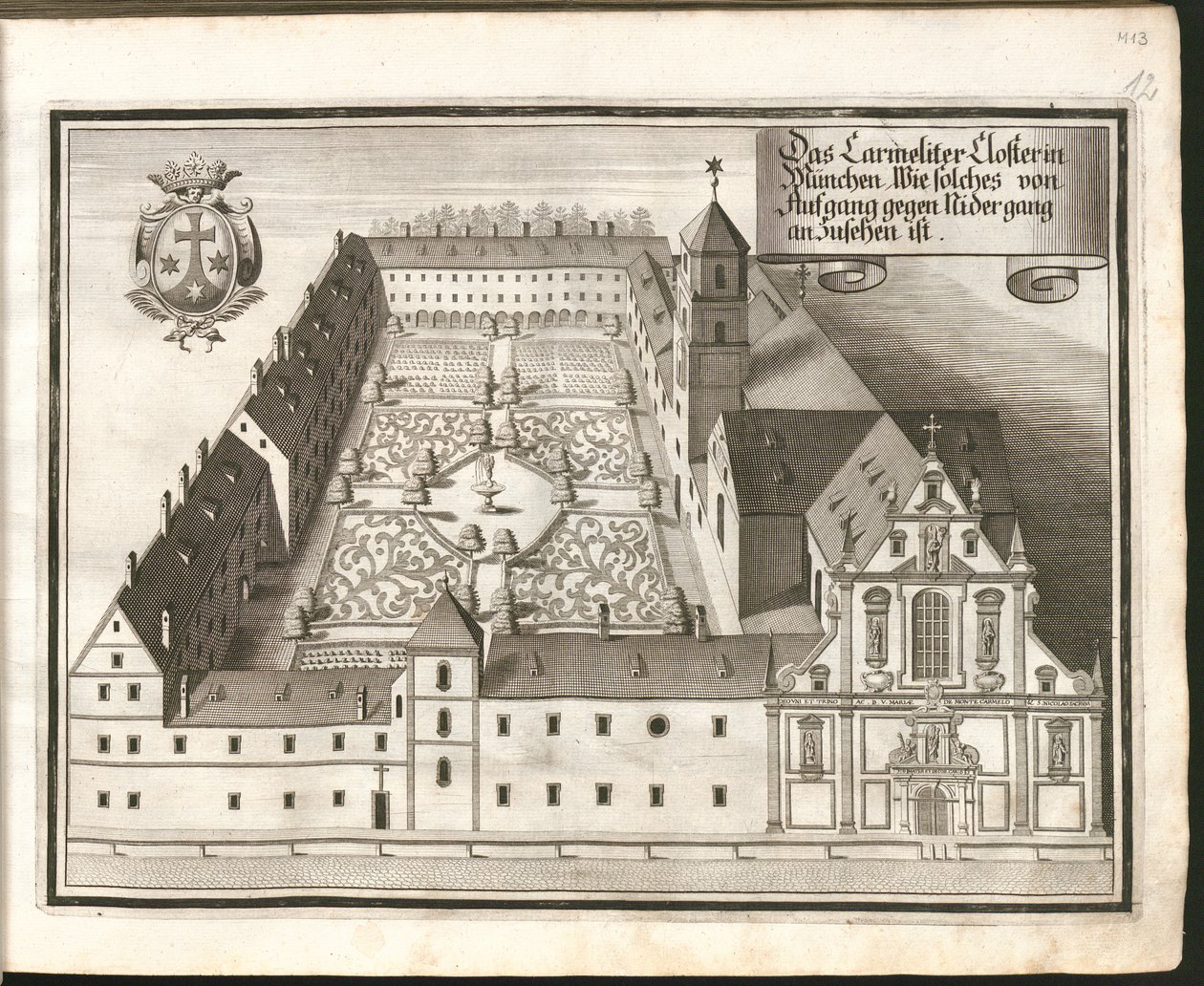 French : Le monastère des Carmes à Munich, tel qu