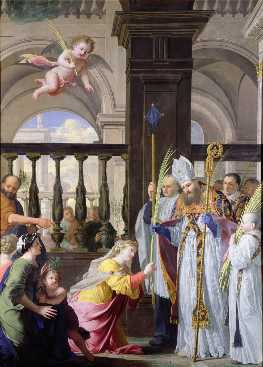 Sainte Geneviève recevant une palme de Saint Médard le dimanche des Rameaux - Michel des Gobelins Corneille