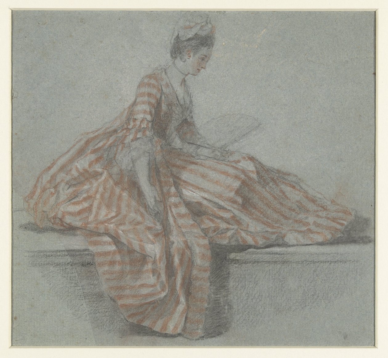 Dame assise sur une balustrade - Michel Barthelemy Ollivier