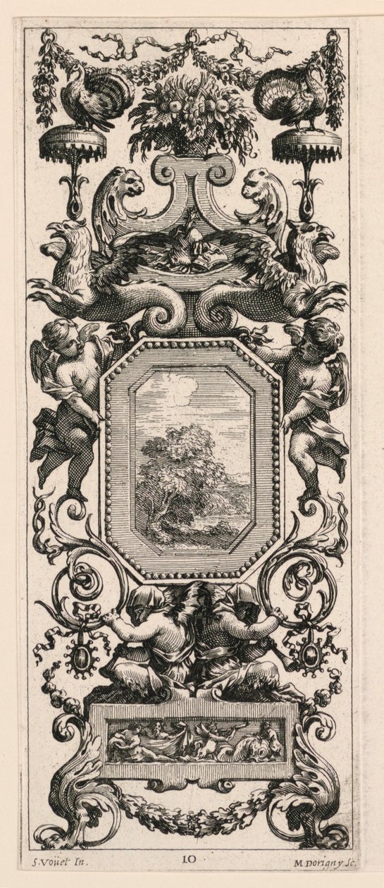 Panneau ornemental surmonté d