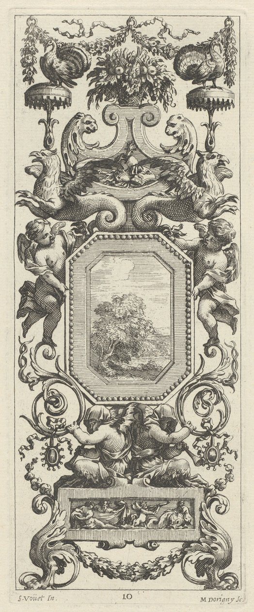 Panneau ornemental surmonté d