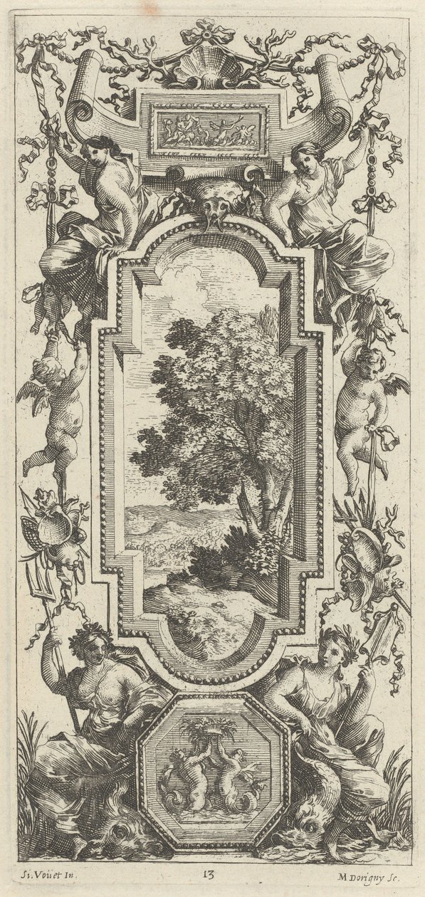 Panneau ornemental surmonté d