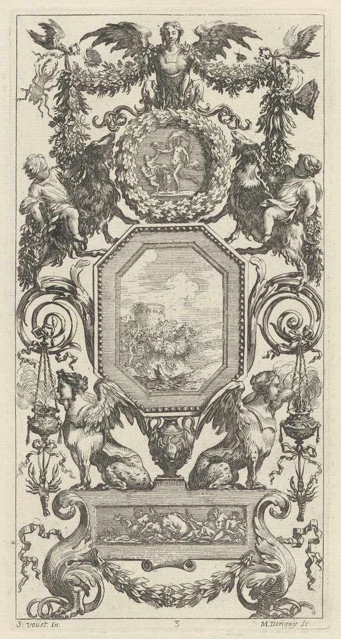 Panneau ornemental surmonté d