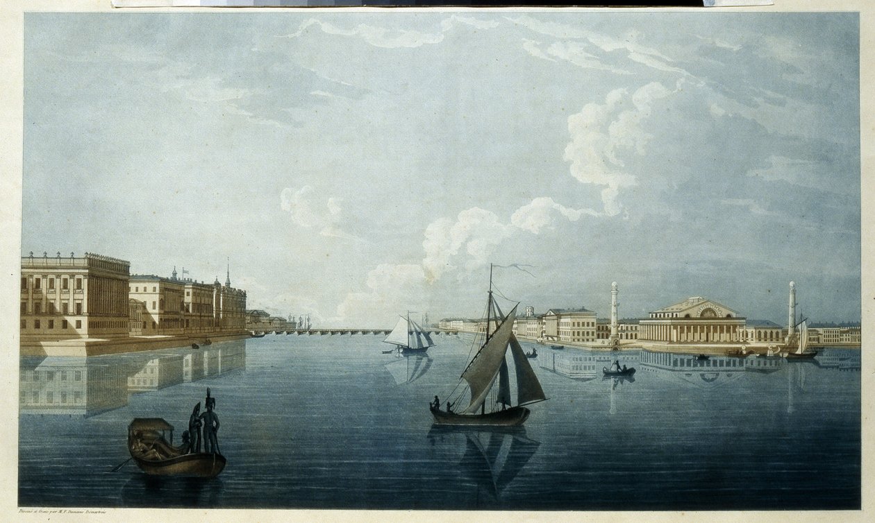 La Bourse et le palais de marbre à Saint-Pétersbourg - Michel Francois Damam Demartrait