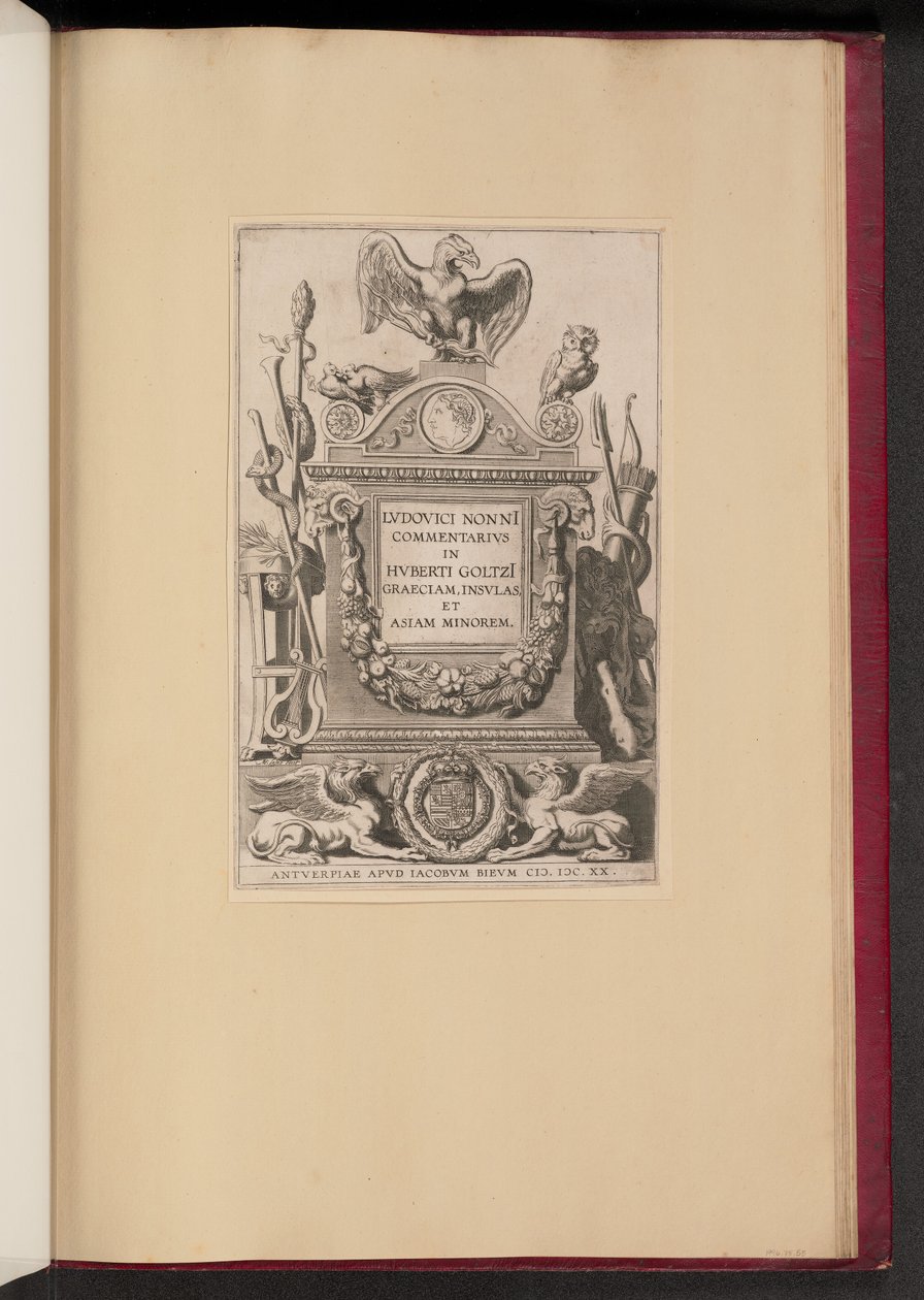 Page de titre pour Ludovicus Nonnius, Commentarius in Huberti Goltzi Graeciam, Insulas, et Asiam Minorem - Michel Lasne after Sir Peter Paul Rubens