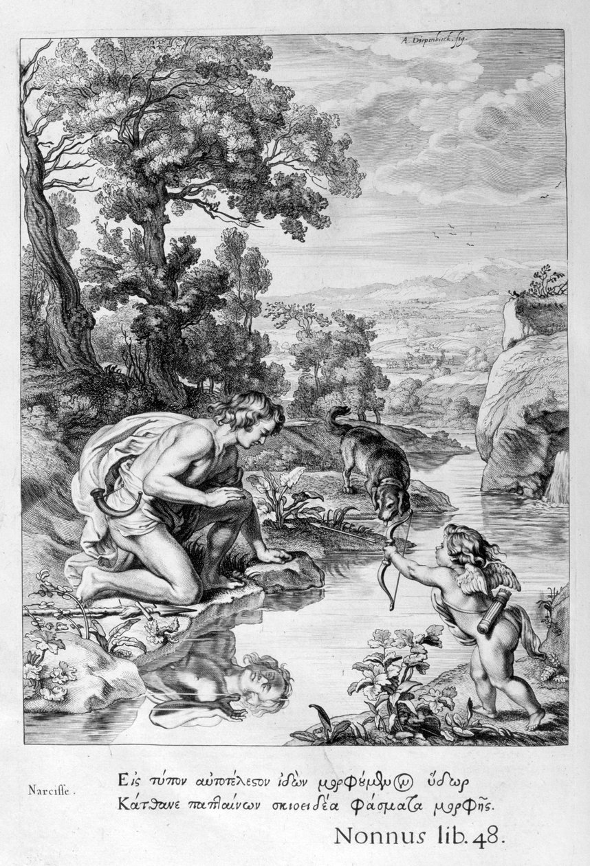 Narcisse amoureux de son propre reflet, 1655 - Michel de Marolles