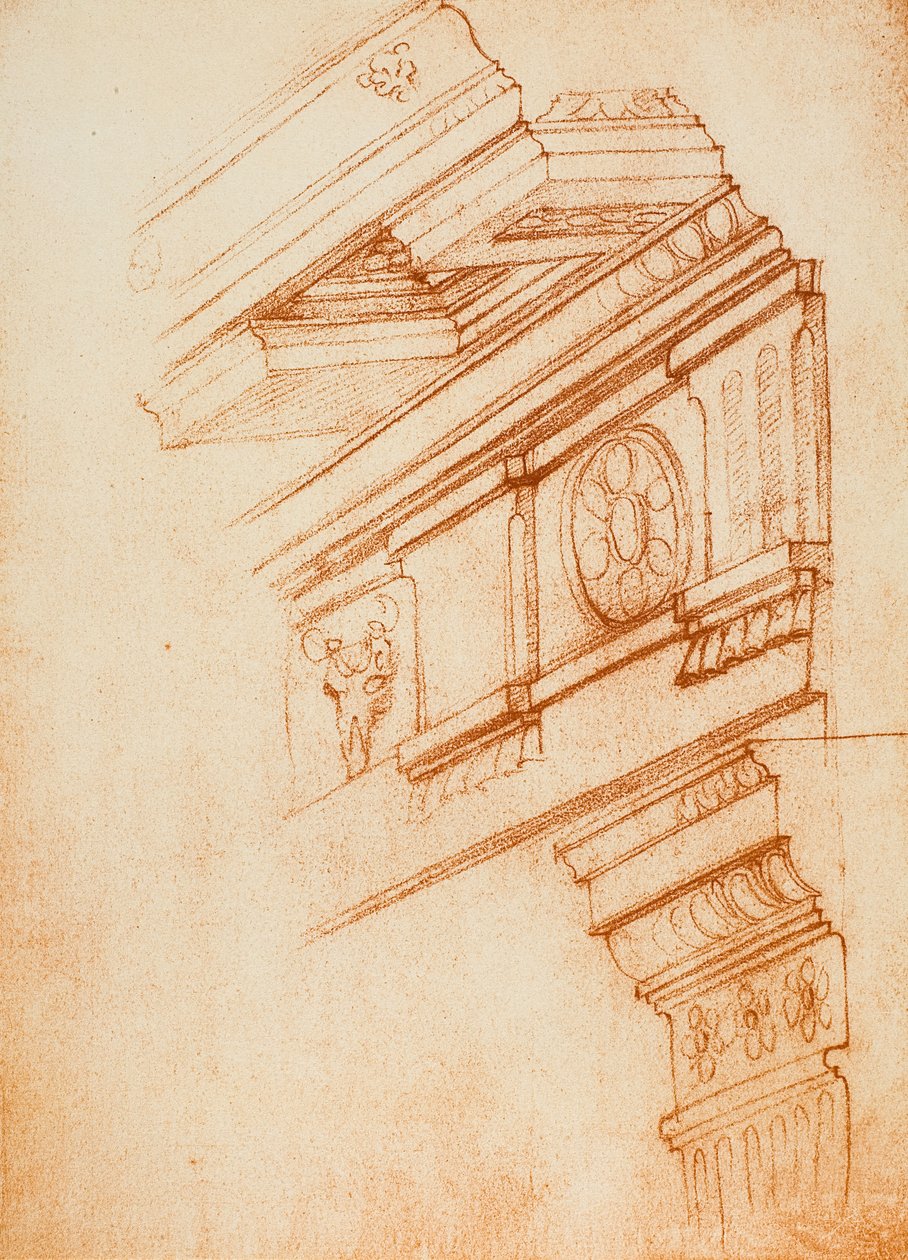 Corniches, entablements et chapiteaux; dessin de Michel-Ange. Casa Buonarroti, Florence - Michelangelo Buonarroti