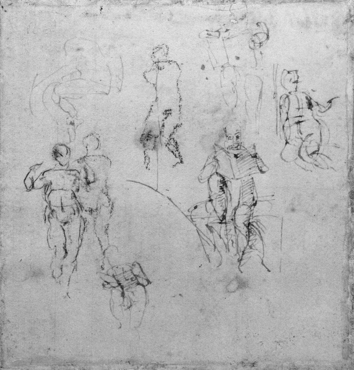 Études de figures pour les lunettes du plafond de la chapelle Sixtine, vers 1511 - Michelangelo Buonarroti