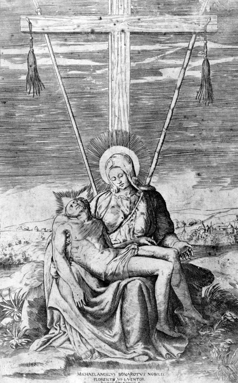 Pietà, gravée par Giulio Bonasone - Michelangelo Buonarroti