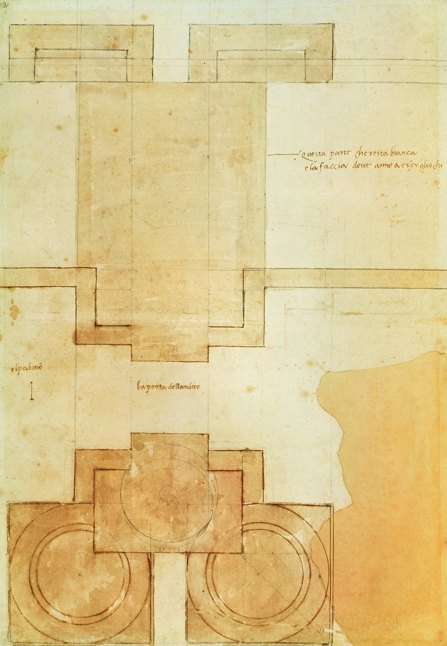 Plan du tambour de la coupole de l