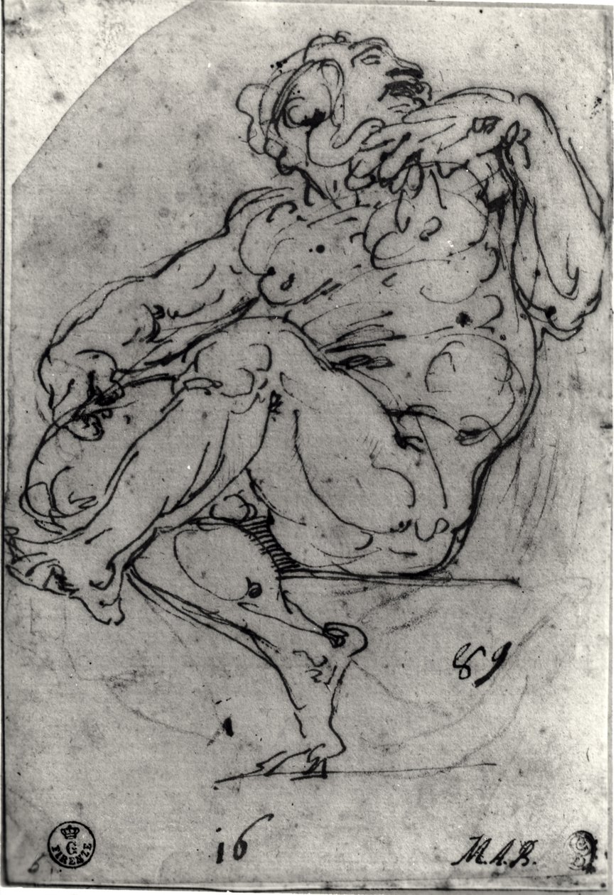 Homme nu assis - Michelangelo Buonarroti