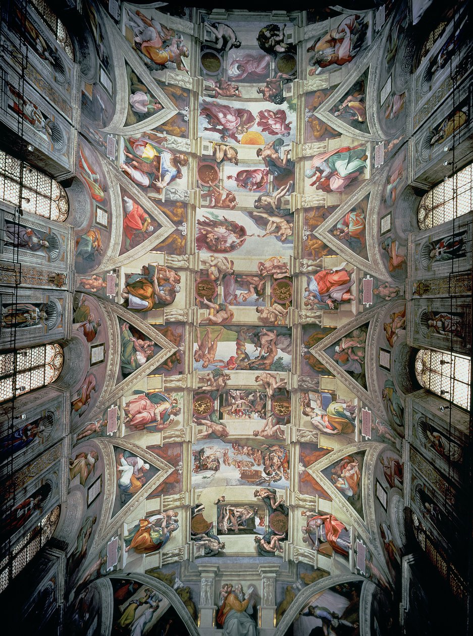 Plafond de la Chapelle Sixtine, 1508-12 (post restauration) - Michelangelo Buonarroti