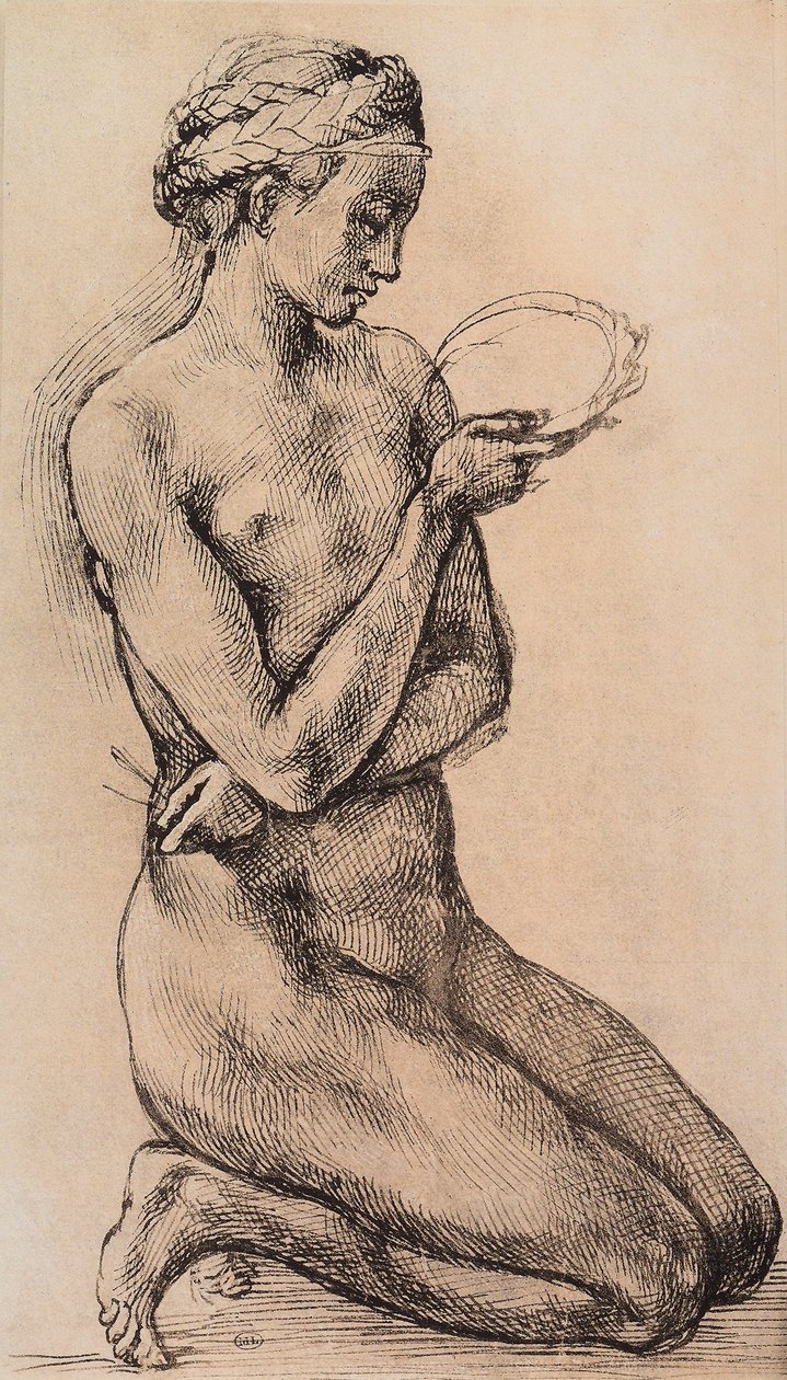 Femme agenouillée - Michelangelo school of Buanorroti