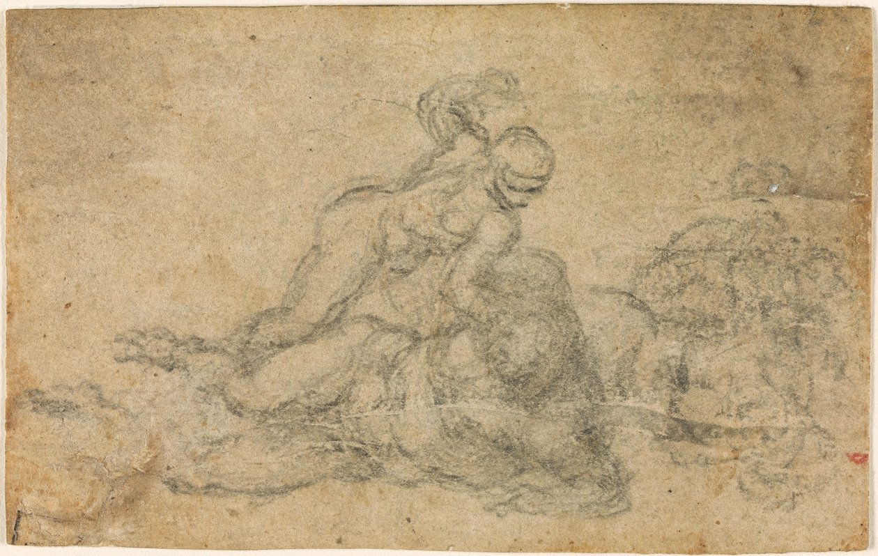 Michel-Ange - David et Goliath. Verso Études architecturales lignées, vers 1550-1556, I, 32a - Michelangelo