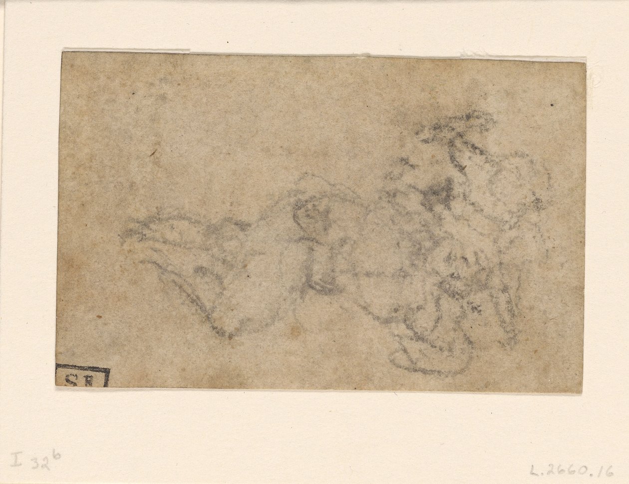 Michel-Ange - David et Goliath. Verso Études architecturales lignées, vers 1550-1556, I, 32b - Michelangelo