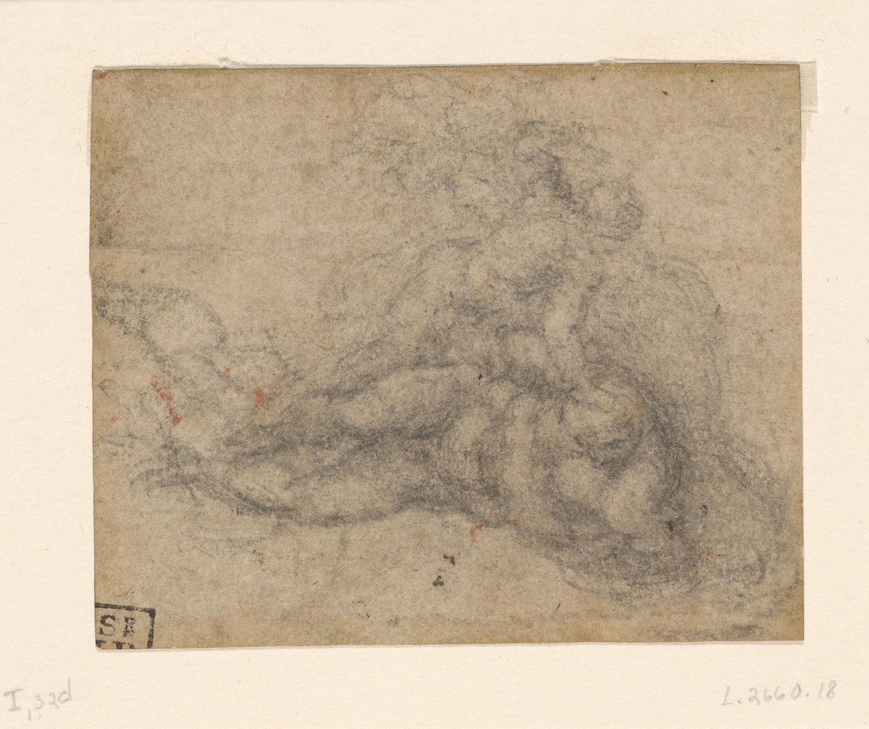 Michel-Ange - David et Goliath. Verso Études architecturales lignées, vers 1550-1556, I, 32d - Michelangelo