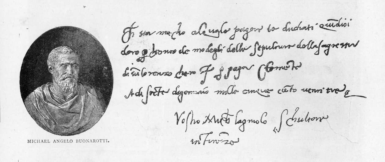 Écriture et signature de Michel-Ange Buonarroti - Michelangelo Buonarroti