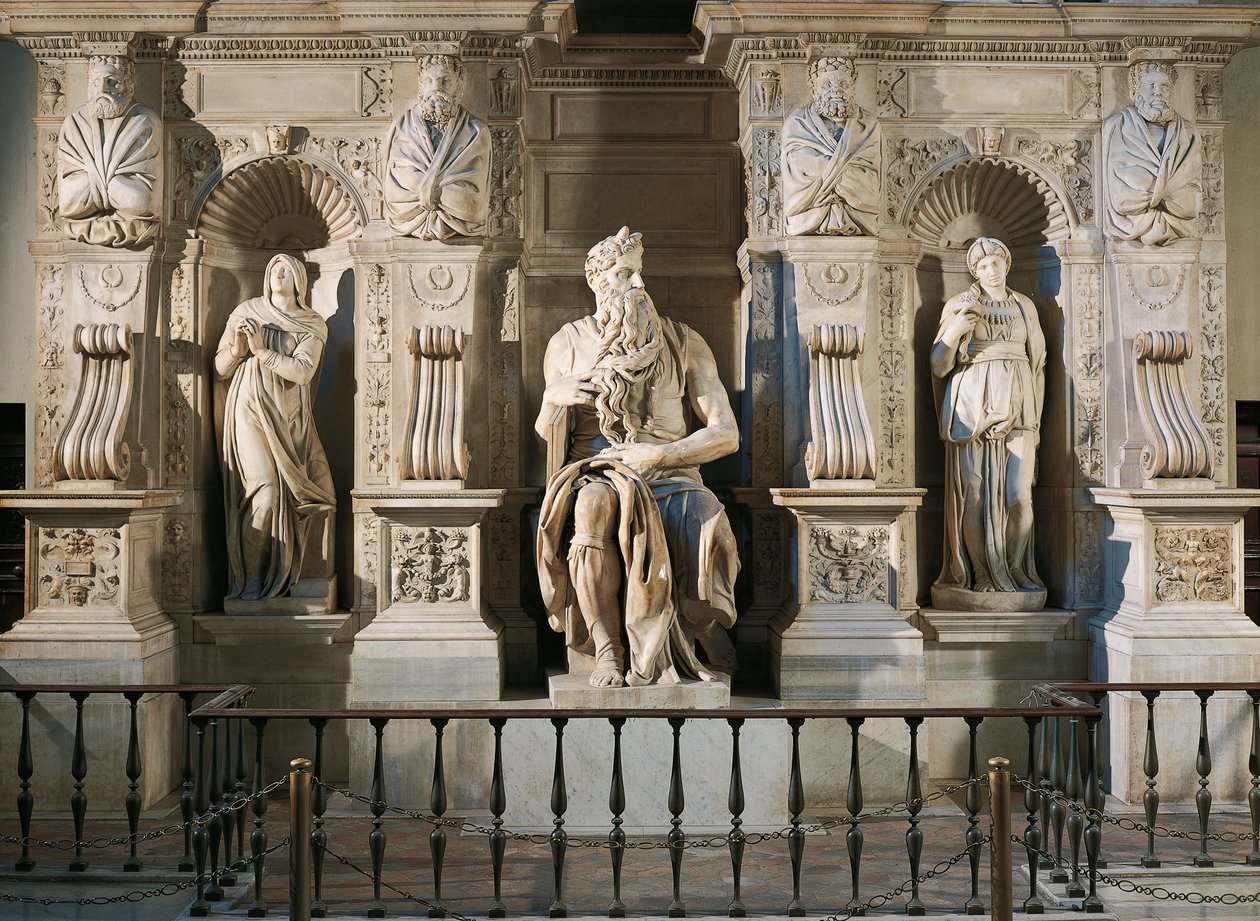 Italie, Rome, Basilique Saint-Pierre, Rachel, Moïse et Léa, détail du tombeau de Jules II, vers 1515 - Michelangelo Buonarroti