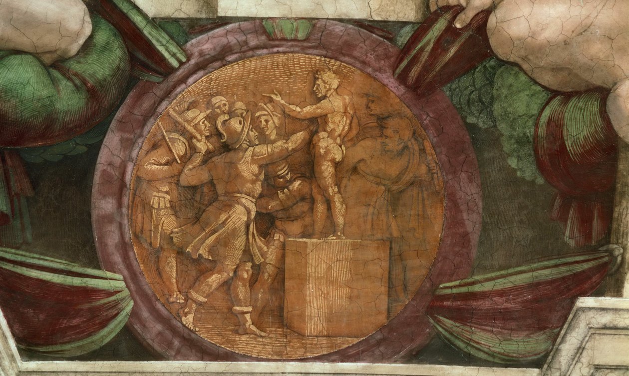Médaillon représentant la Destruction de la Statue du Dieu Baal - Michelangelo Buonarroti
