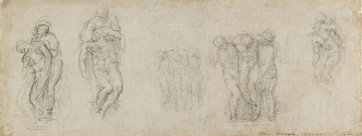 Études pour une Pietà et une mise au tombeau - Michelangelo Buonarroti