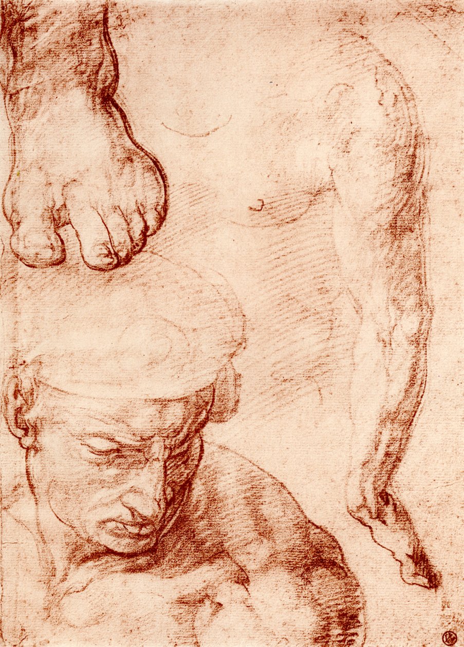 Études pour la figure du porteur de croix dans le Jugement dernier, Chapelle Sixtine, Rome, 1913 - Michelangelo Buonarroti