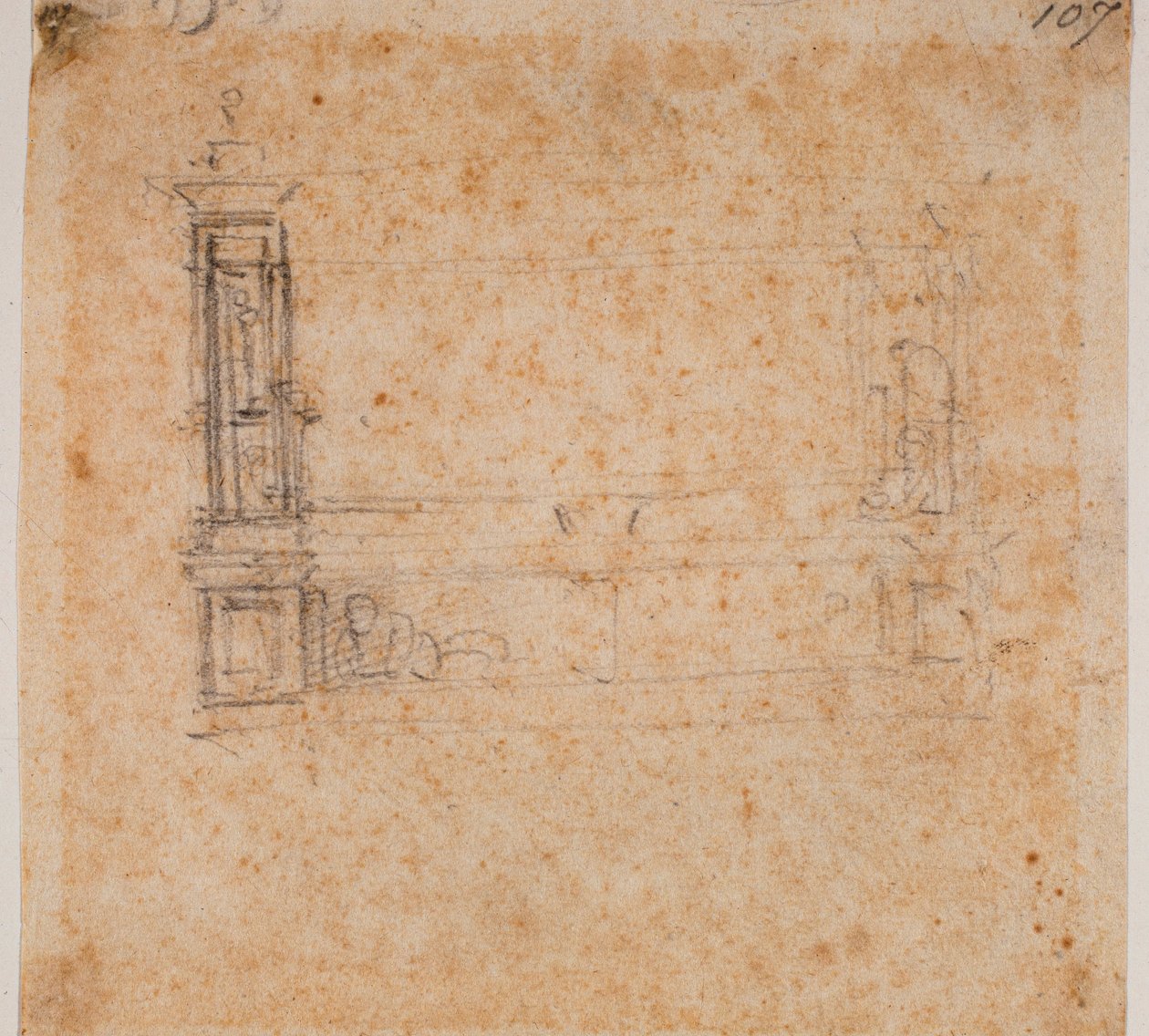 Étude de mur de double tombe pour la Nouvelle Sacristie - Michelangelo Buonarroti