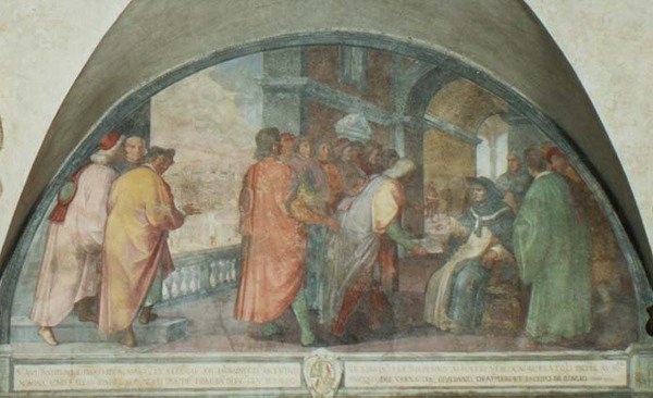 Saint Antonin fonde la Compagnie des Bons Hommes à San Martino, lunette - Michelangelo Cinganelli