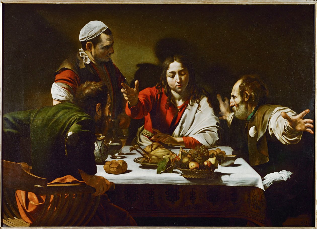 Souper à Emmaüs ... (huile sur toile) - Michelangelo Merisi da Caravaggio