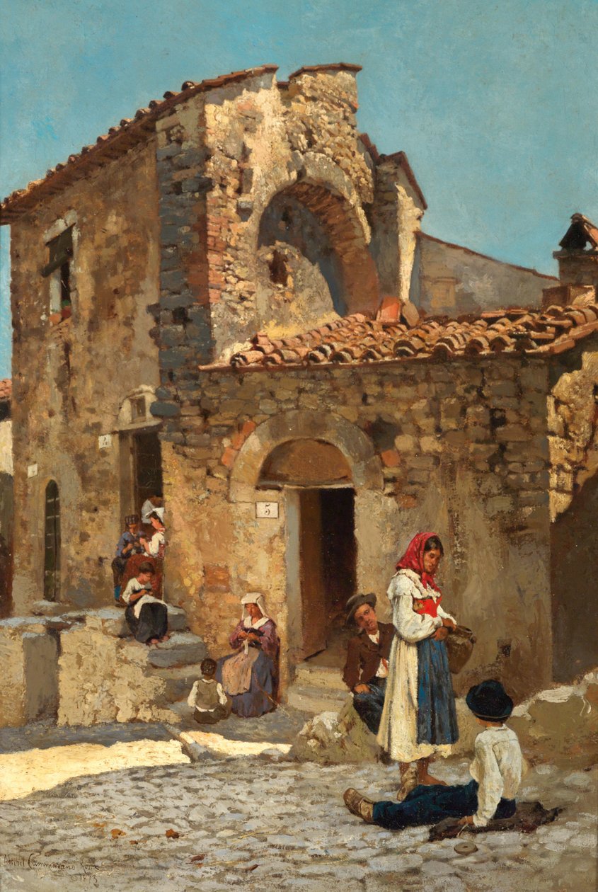 Scène de rue italienne - Michele Cammarano