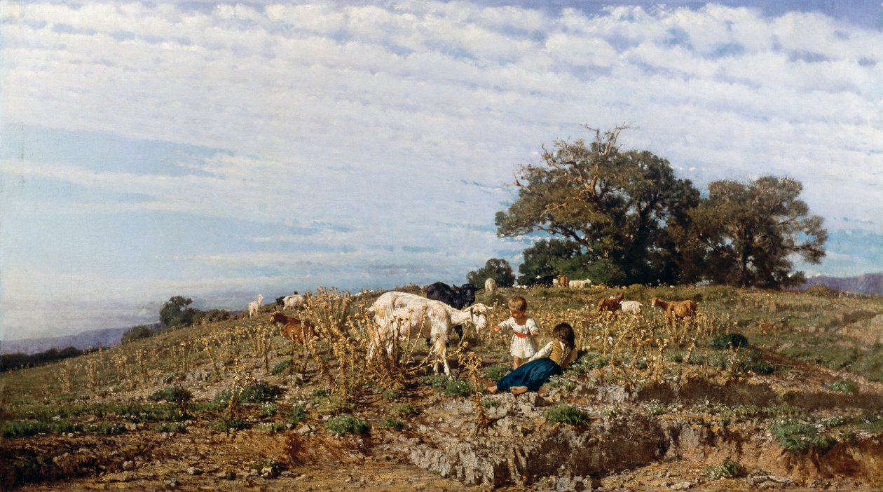 Campagne avec bergers et chèvres - Michele Cammarano