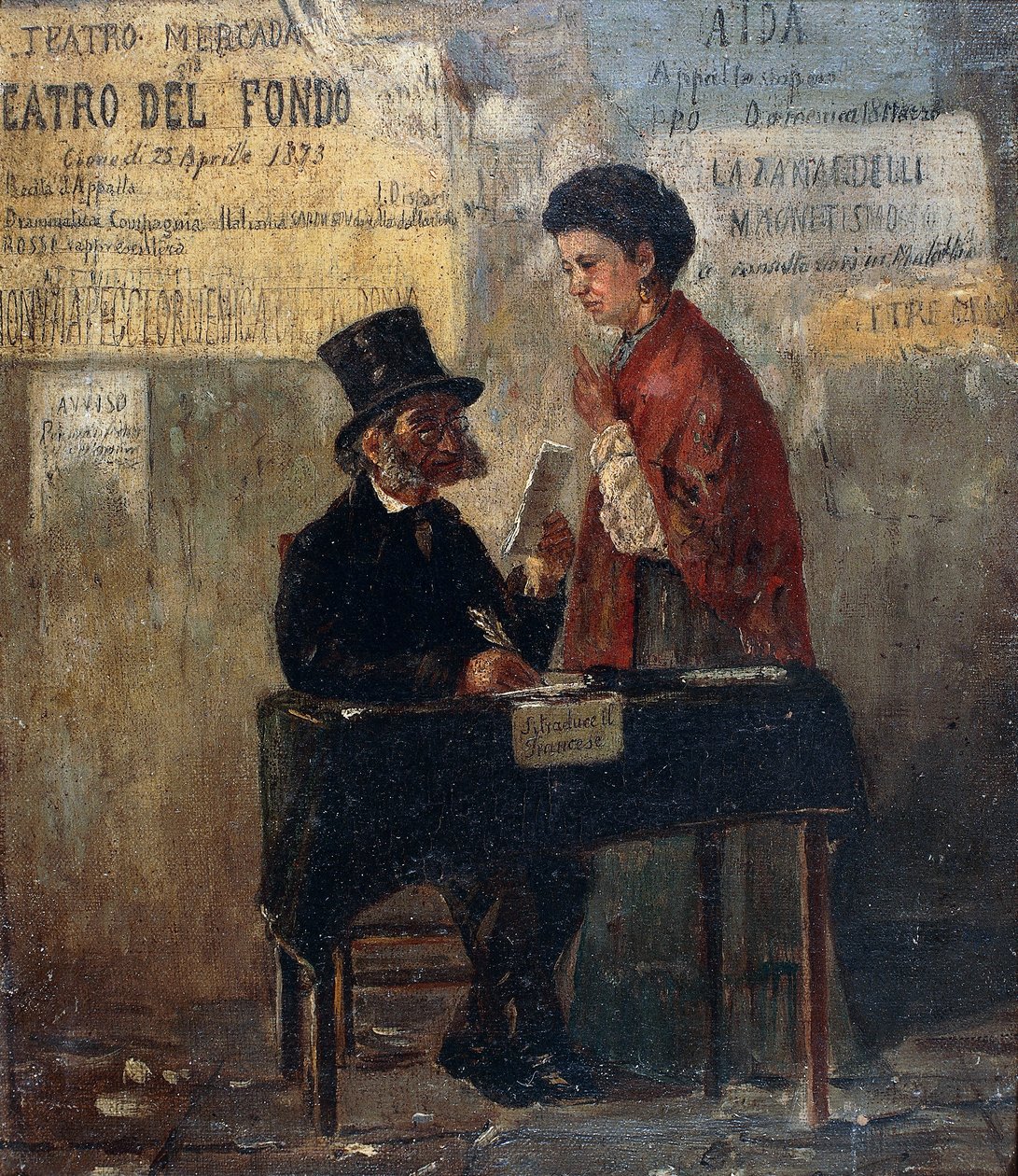 Affiches de théâtre et scribe public, par Michele Cammarano - Michele Cammarano