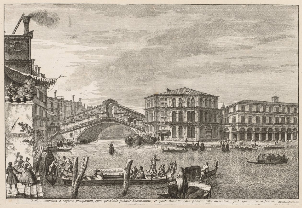 Vues de Venise : Le pont et le marché de Rialto - Michele Marieschi