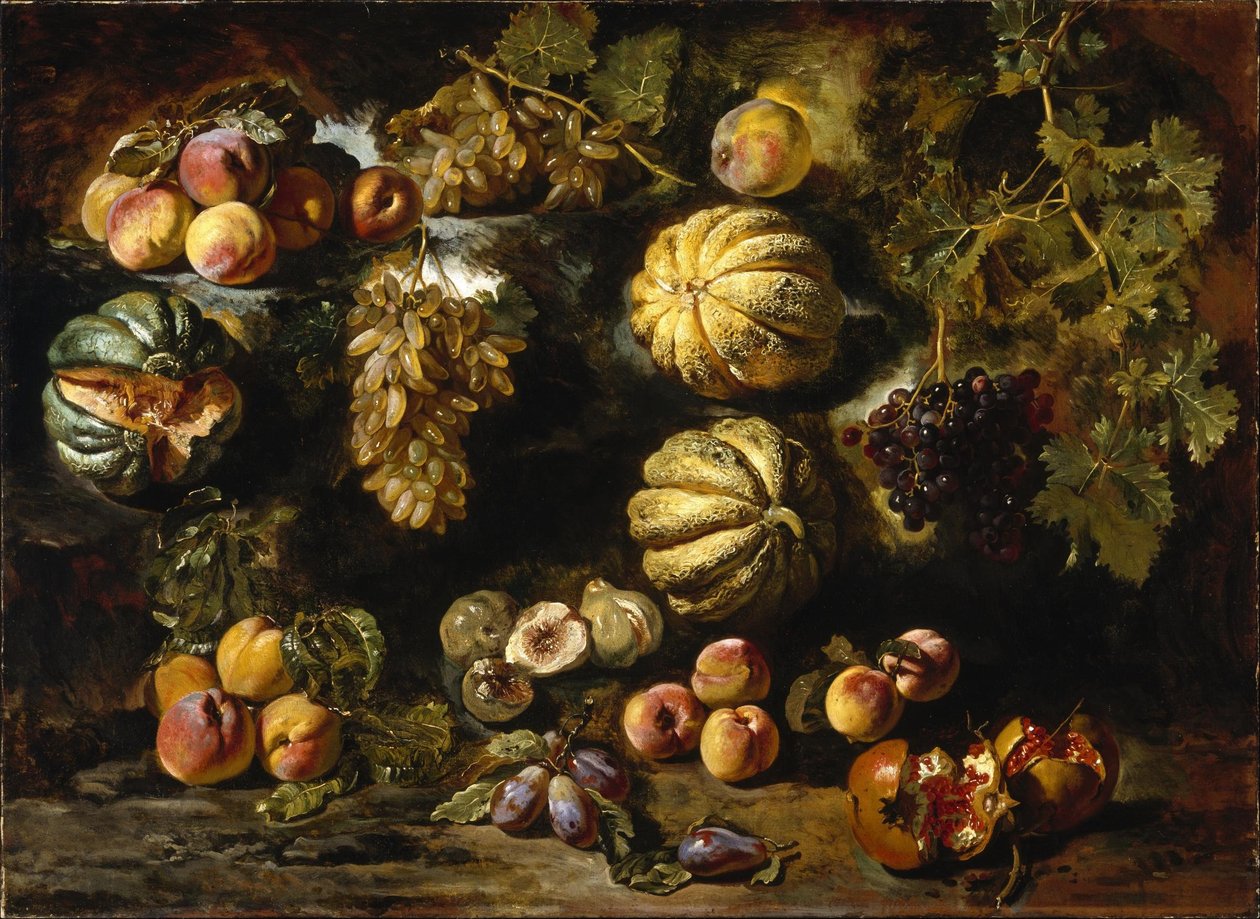 Nature morte aux melons, pêches, figues et raisins - Michele Pace del Campidoglio