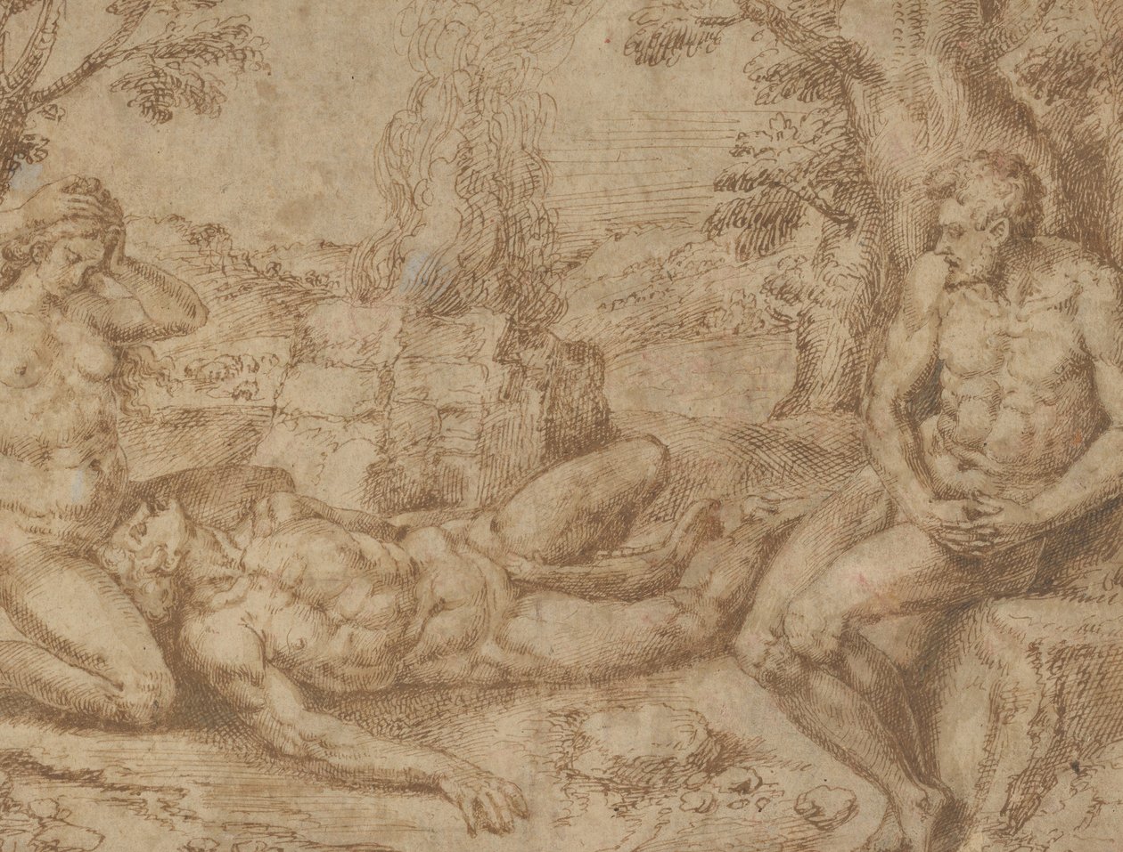 Adam et Ève pleurant la mort d