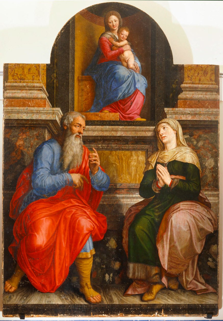 Madonna, Joachim et Anna, ses parents - Michiel I Coxie or Coxcie
