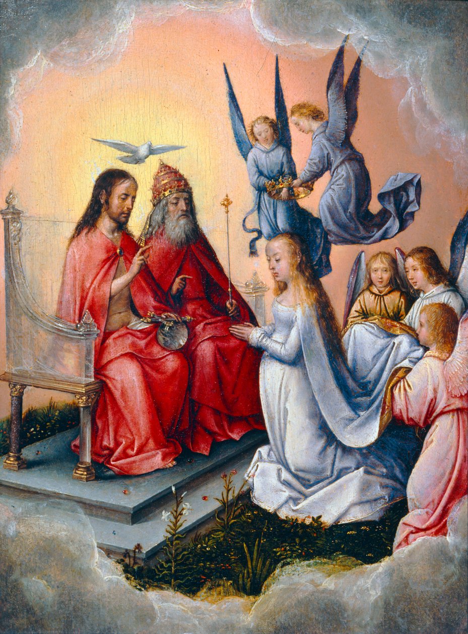 Le Couronnement de la Vierge par les anges, en presence de la Sainte Trinite. Painted in Spain … - Michiel Sittow