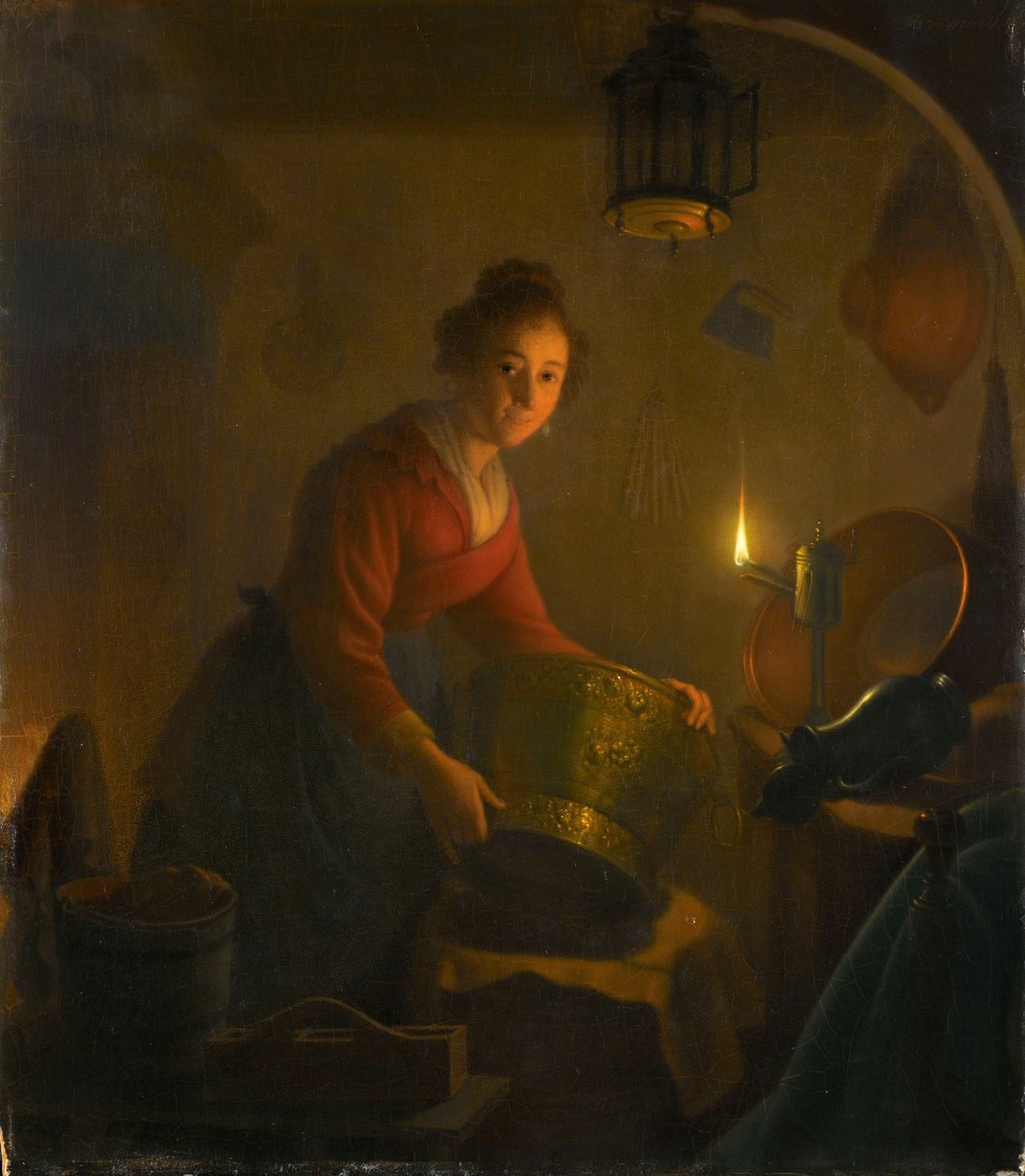 Femme dans une cuisine à la lumière d
