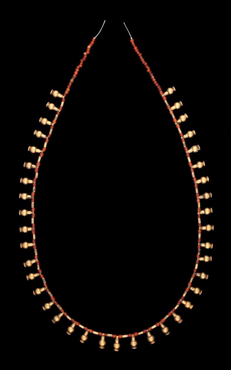 Pendentifs en forme de bouteille en or avec collier de perles de cornaline - Middle Kingdom Egyptian