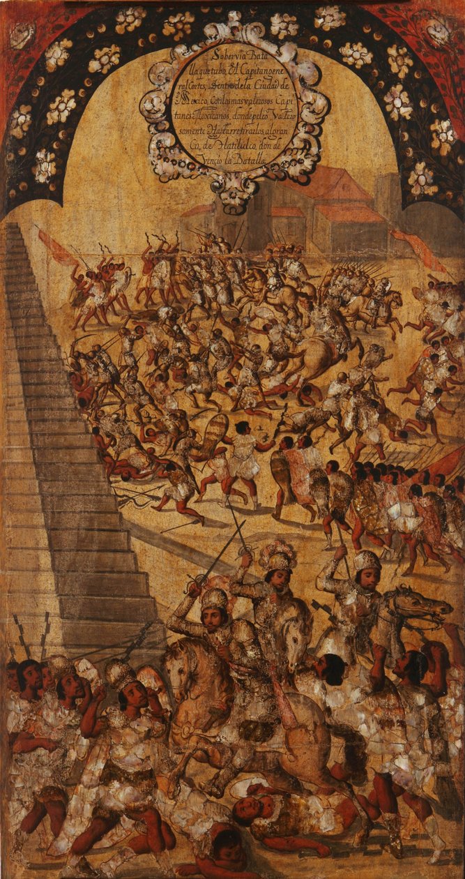 La Conquête du Mexique, Panneau XVI, vers 1696-1715 - Miguel Gonzalez