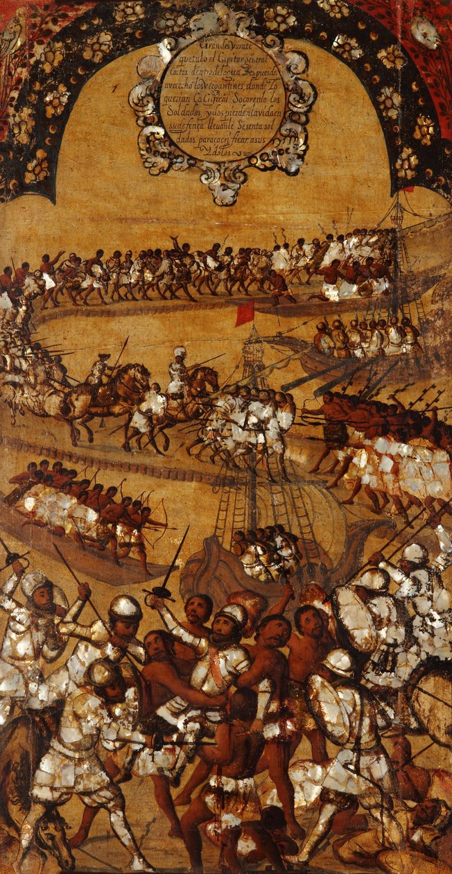 La Conquête du Mexique, Panneau XXI, vers 1696-1715 - Miguel Gonzalez