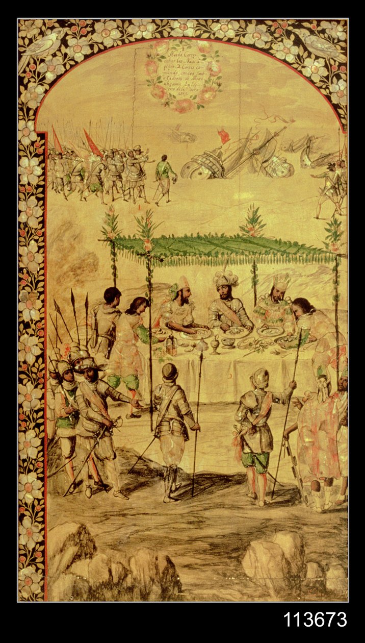 La Conquête du Mexique : Hernando Cortes ordonne la destruction des navires et rencontre les ambassadeurs de Montezuma en 1520 - Miguel and Juan Gonzalez