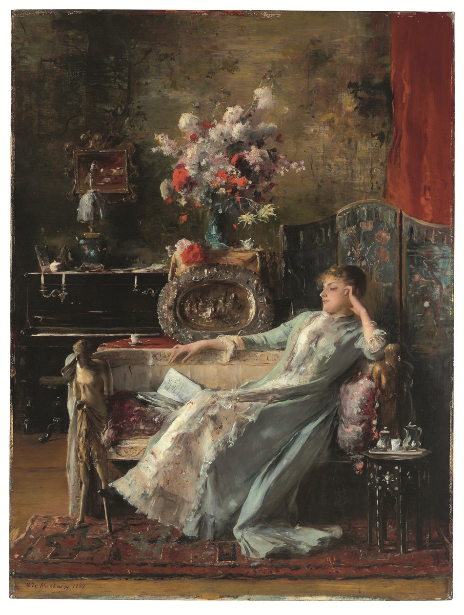 Jeune femme assise sur un canapé - Mihály Munkácsy