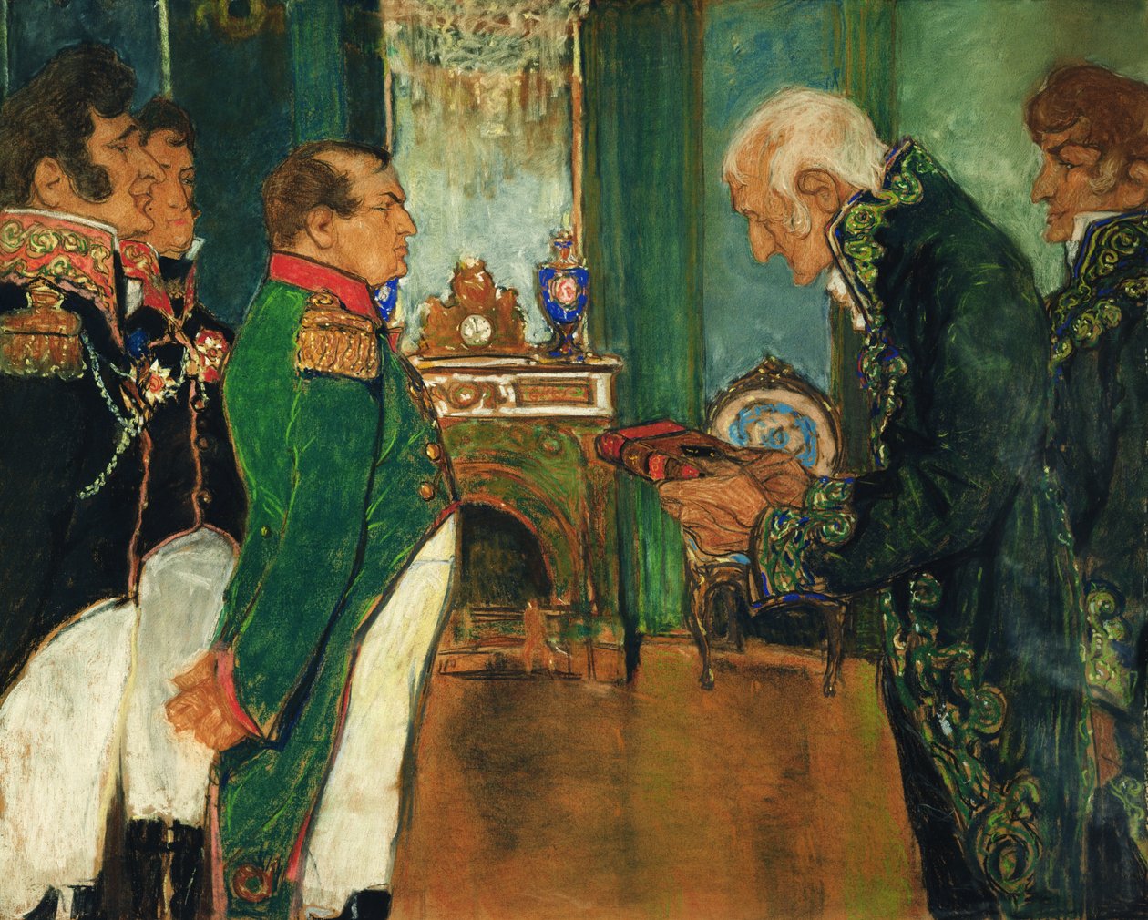Jean-Baptiste de Lamarck remettant le livre Philosophie Zoologique à l