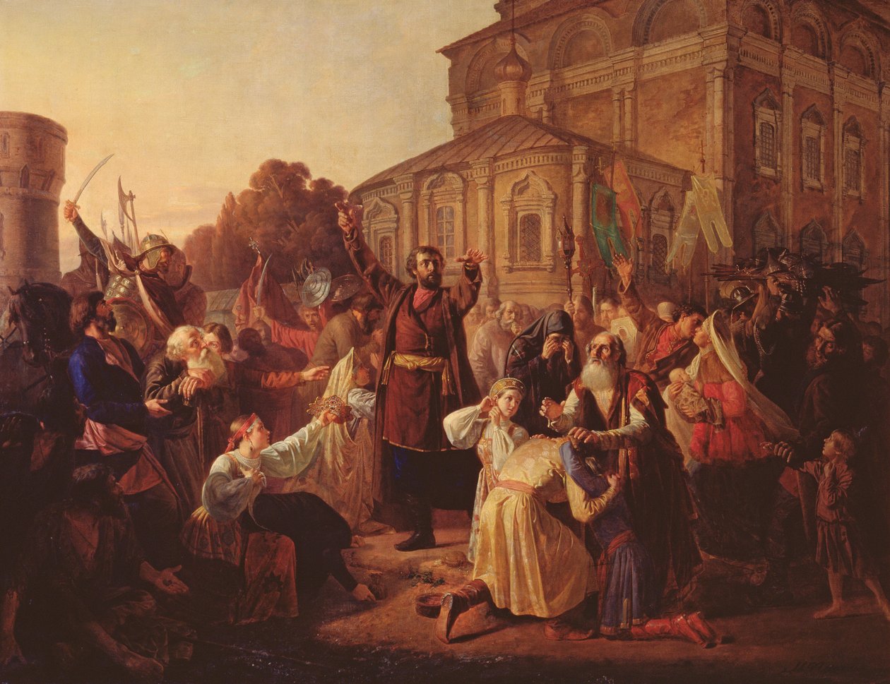 Minin (d.1616) appelant les Novgorodiens en 1611, 1861 - Mikhail Ivanovich Peskov
