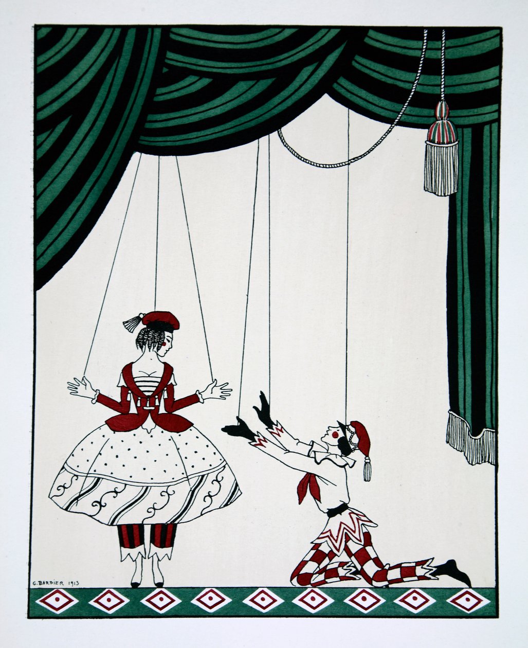 Petrouchka, de la série Designs on the dances of Vaslav Nijinsky 1889-1950. Georges Barbier 1882-1932, Pochoir - Mikhail Shibanov
