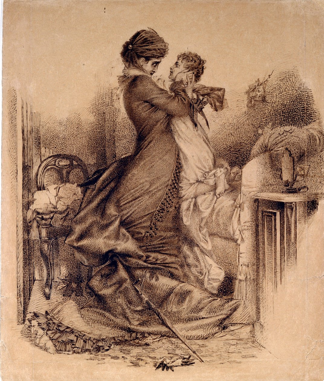 Anna Karénine avec son fils - Illustration pour le roman "Anna Karénine" de Léon Tolstoï - Mikhail Aleksandrovich Vrubel