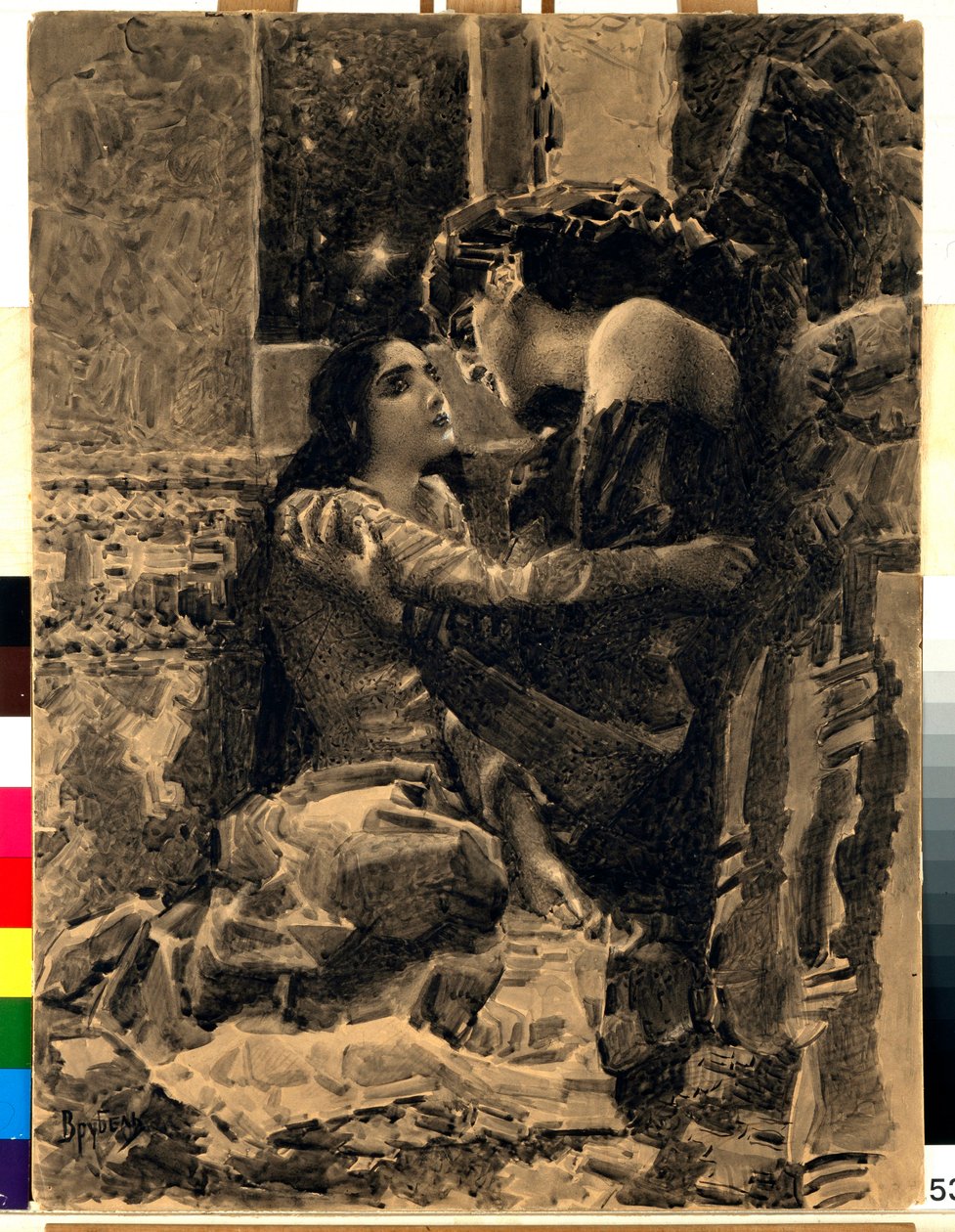 Tamara et le démon (illustration du poème "Le Démon" de Mikhail Lermontov) - Mikhail Aleksandrovich Vrubel