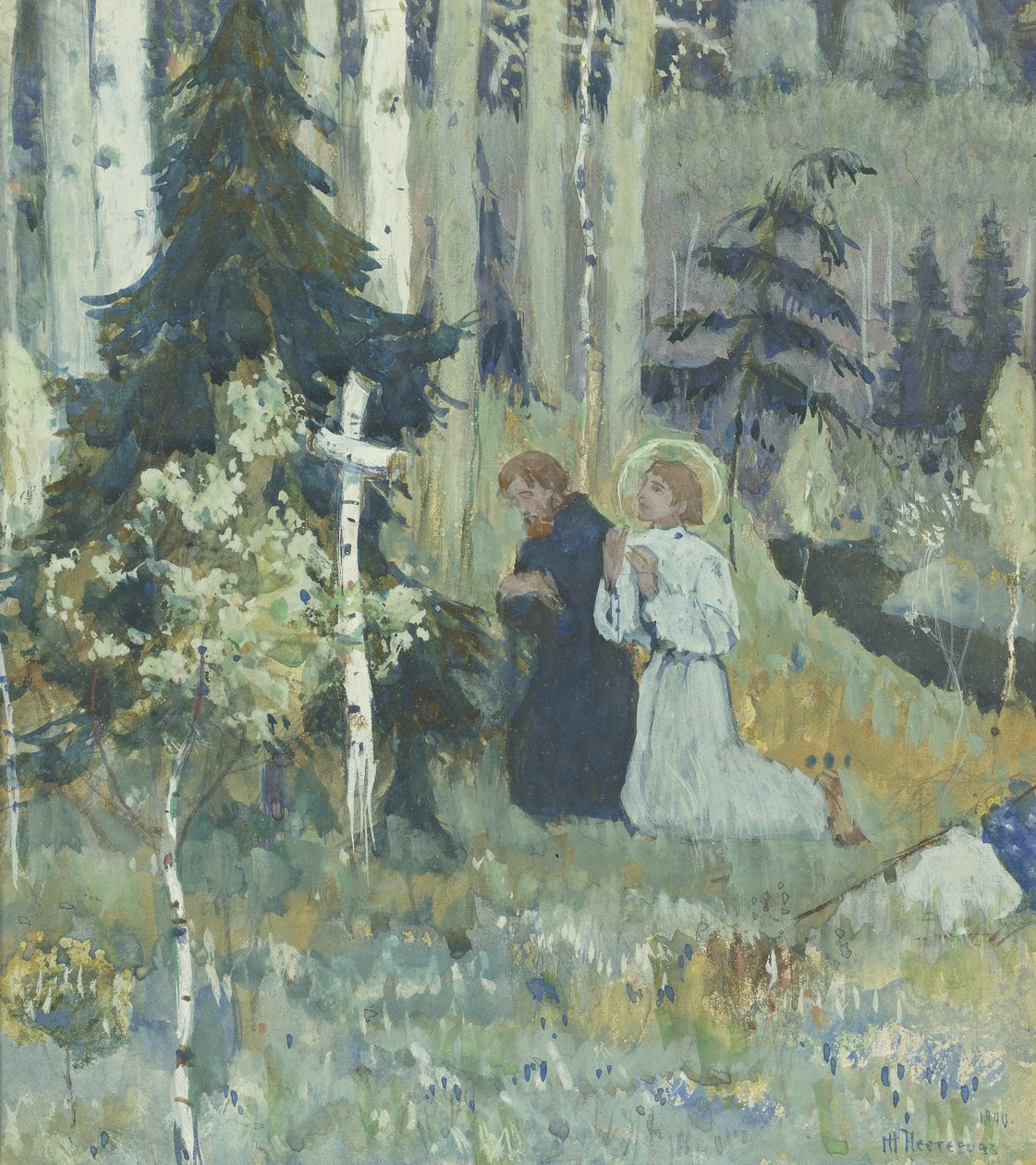 La fondation du monastère de la Trinité-Serge - Mikhail Vasilievich Nesterov