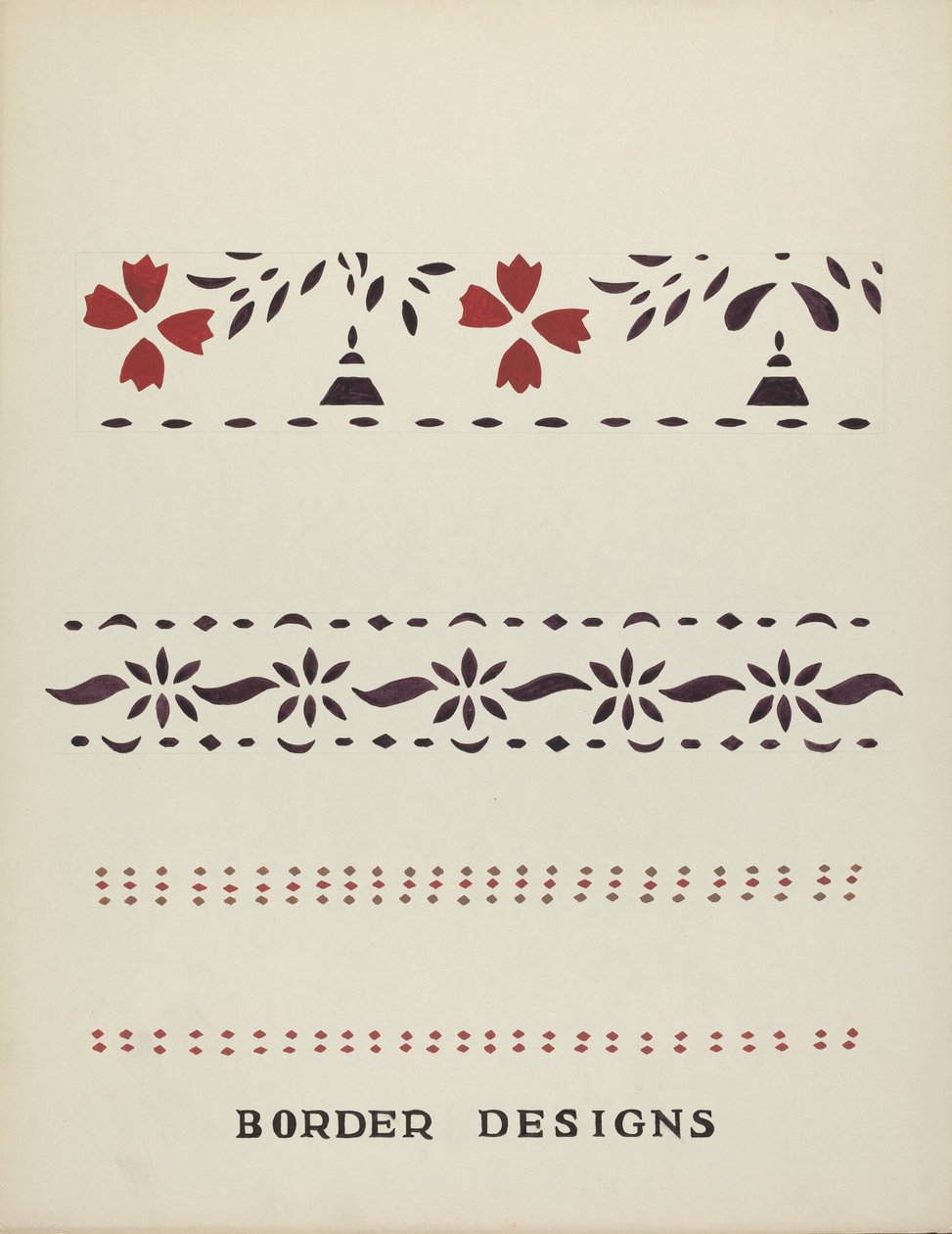 Dessins de Bordures du Portefeuille Proposé "Pochoirs Muraux du Maine" - Mildred E. Bent
