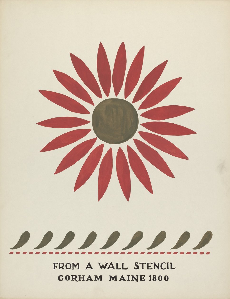 Dessin de Gorham, Maine 1800 : du portfolio proposé "Pochoirs muraux du Maine" - Mildred E. Bent